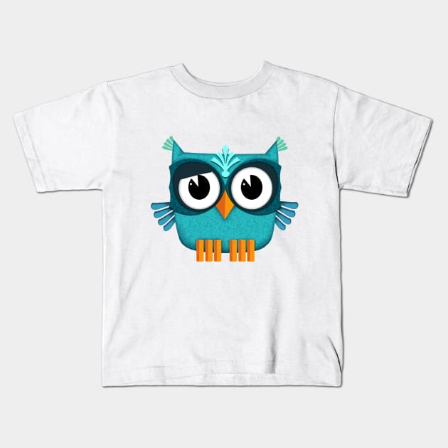 Cute blue Owl Kids T-Shirt by BessoChicca
